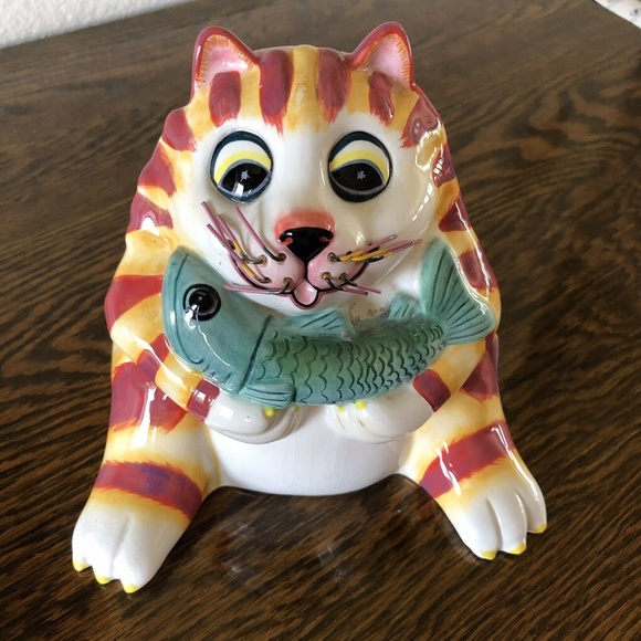 GANZ Other - Bella Casa Cat Piggy Bank "Charlie" Tabby Cat Fish